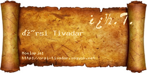 Örsi Tivadar névjegykártya